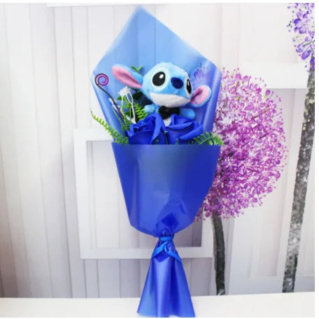 Kawaii Stitch Sabun Çiçekli Peluş Oyuncak