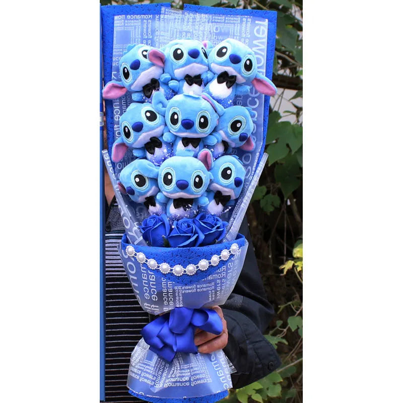 Kawaii Stitch Sabun Çiçekli Peluş Oyuncak