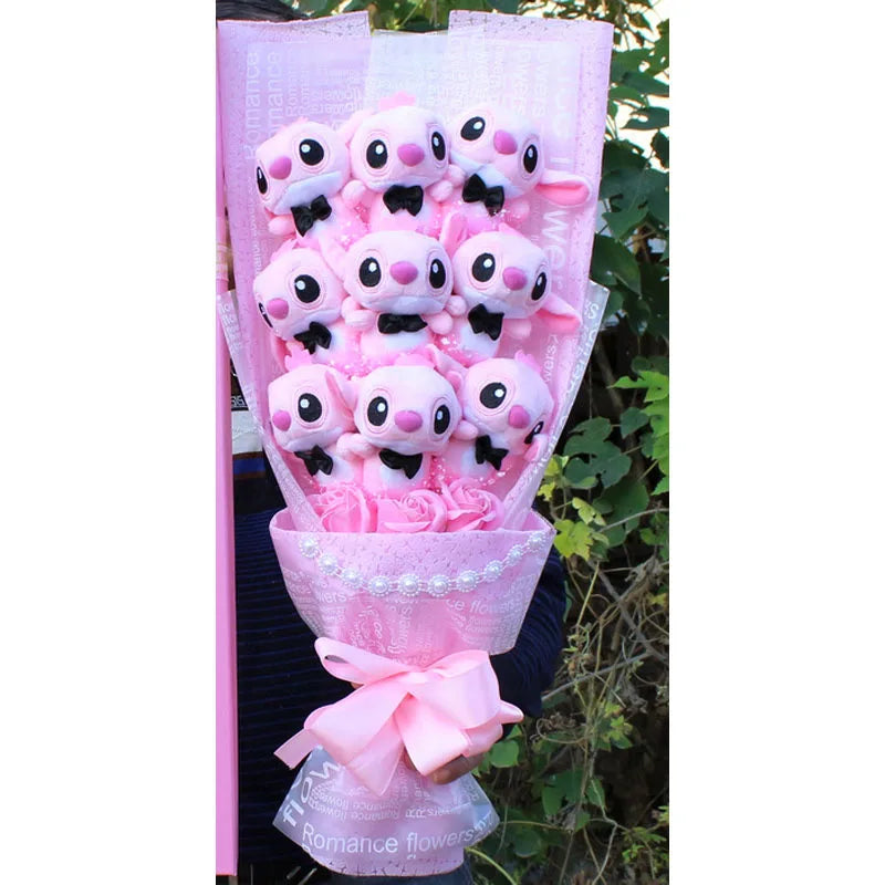 Kawaii Stitch Sabun Çiçekli Peluş Oyuncak