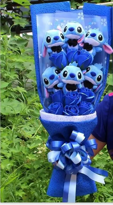 Kawaii Stitch Sabun Çiçekli Peluş Oyuncak