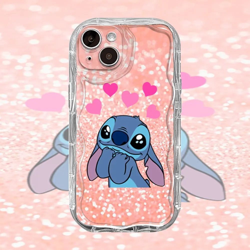 Stitch Desenli Şeffaf iPhone Kılıfı