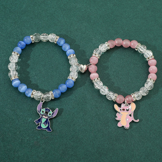 Stitch & Angel Çift Mıknatıslı Bileklik Seti