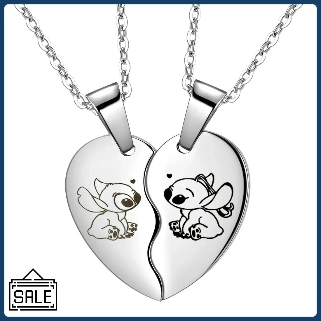 Stitch Kalpli Kolye – Paslanmaz Çelik Çift Kolyesi