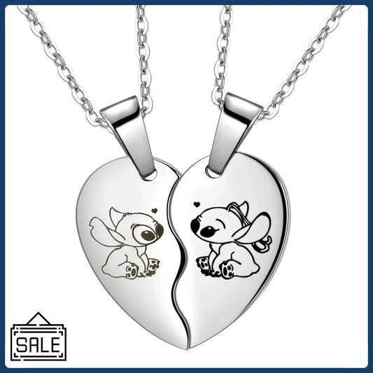 Stitch Kalpli Kolye – Paslanmaz Çelik Çift Kolyesi