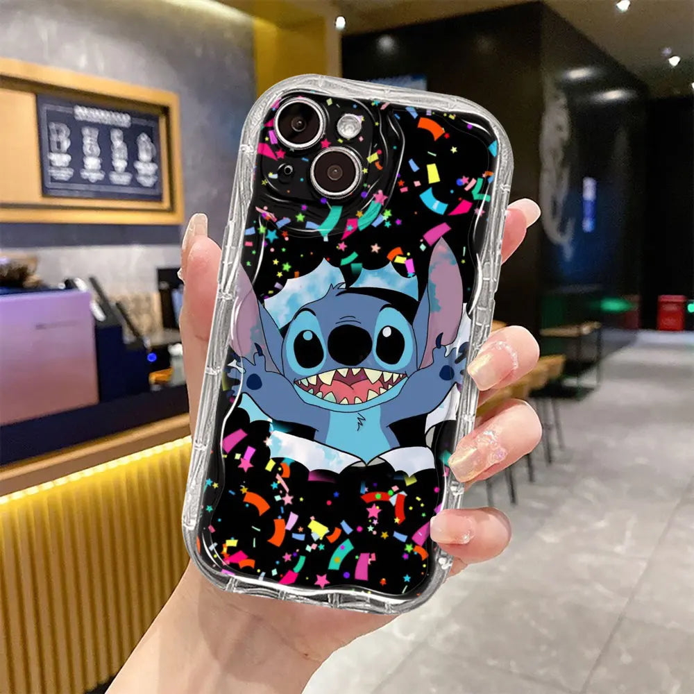 Stitch Desenli Şeffaf iPhone Kılıfı