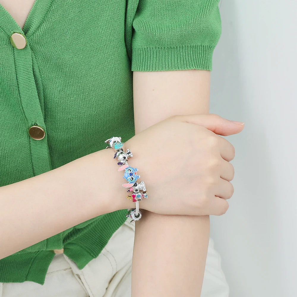 Stitch Boncuklu Charm Bileklik